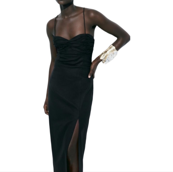 Zara NWT Linen Blend Midi dress Size small - Picture 2 of 12